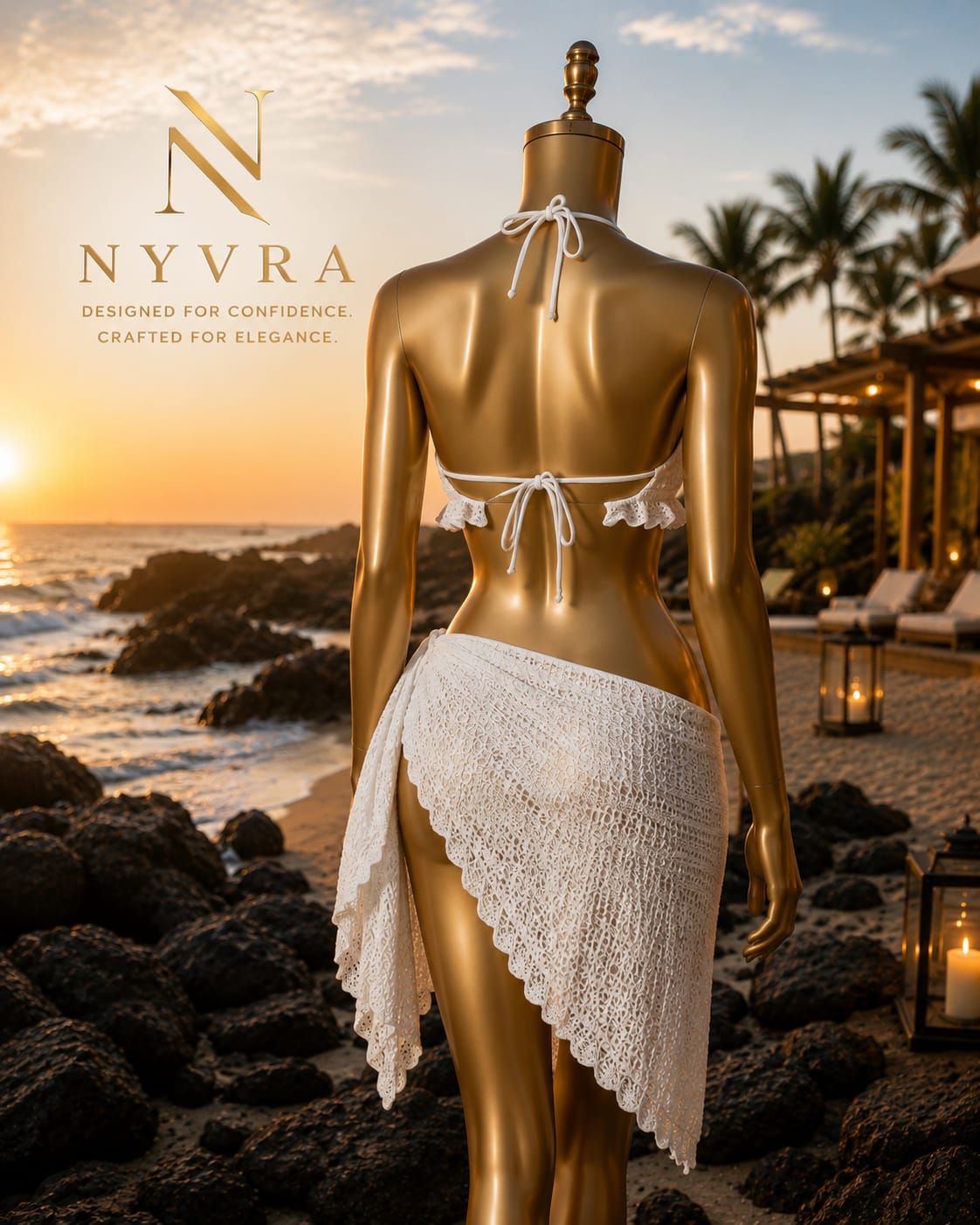 A serene ocean scene with gentle waves and a soft sunset sky, representing the Sea Whisper by The Nyvra Global.